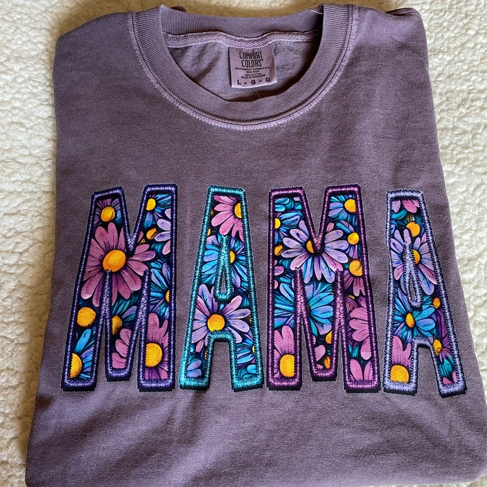 Comfort Colors Short Sleeve Tee - Purple with Floral Design